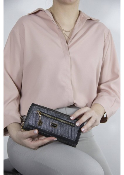 Silver Polo Kadın Cüzdan Kartlık M.gümüş - Siyah NV846 modelleri