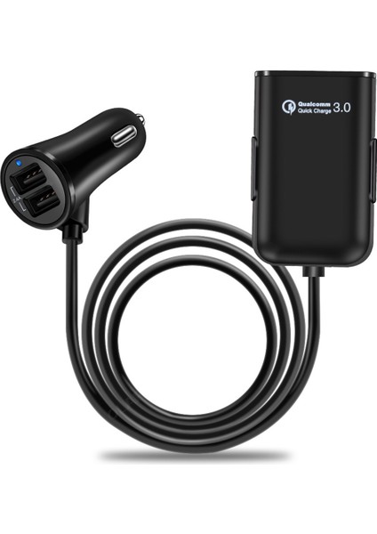 HMQ-C801 1.8 M 8A- 4 USB Hub'ı Uzatmalı USB Araç Şarj Cihazı (Yurt Dışından)