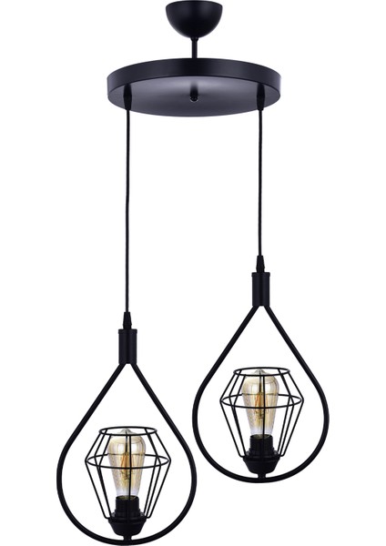 Sıla 2 Li Terkos Sarkıt Avize (Siyah)