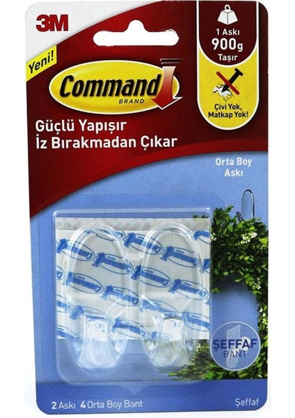 17091 Command Orta Boy Askı Şeffaf Yapıştırıcılar