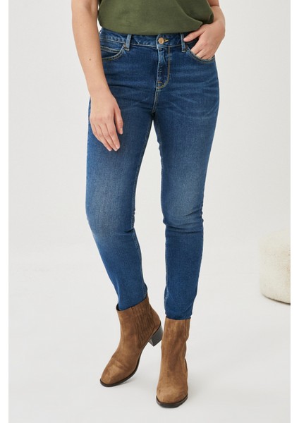 Scarlett High Skinny Fit Denim Esnek Jean Kot Pantolon