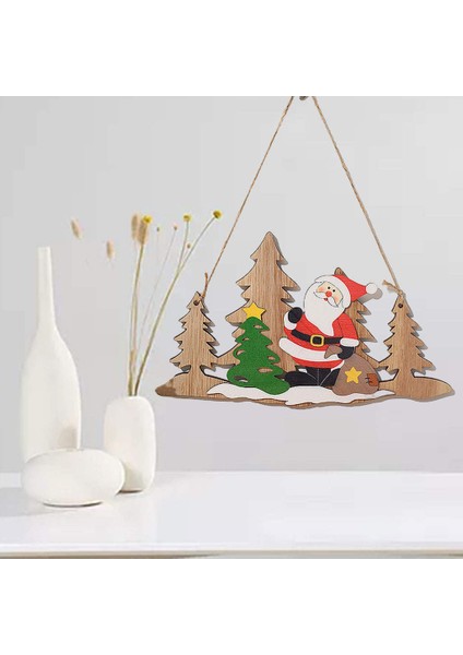 Noel Kapı Süsü Rustik Ahşap (Yurt Dışından)