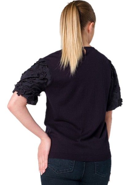 Güpür Dantel Yonca Çiçekli Kol T-Shirt Bluz fiyatları