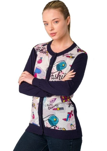 Kristal Fashion Baskılı Luxury Triko Örme Hırka modelleri