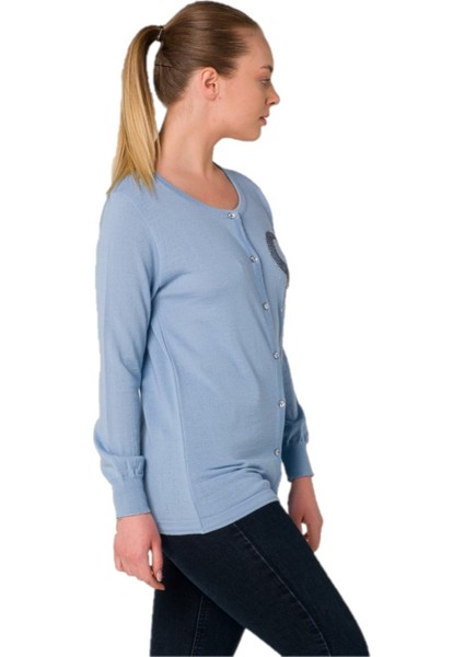 Mavi Kalp Kristal Detaylı Hırka modelleri