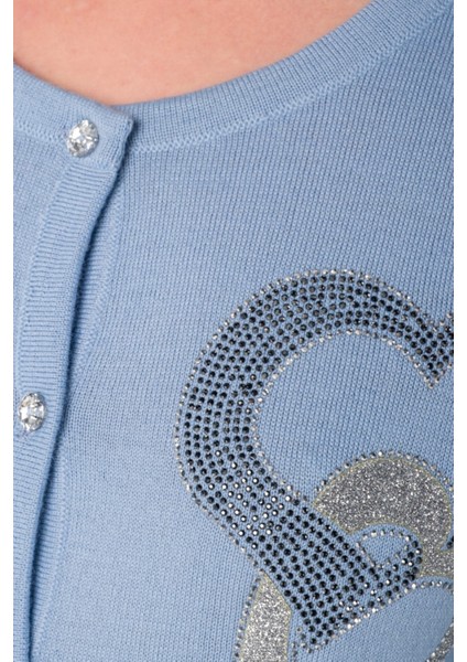 Mavi Kalp Kristal Detaylı Hırka fırsatları