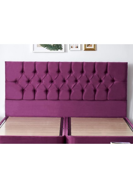 Niron Purple Baza ve Başlık Seti 150x200 cm Çift Kişilik Sandıklı Mor Kumaş Metal Profil Baza ve Başlığı