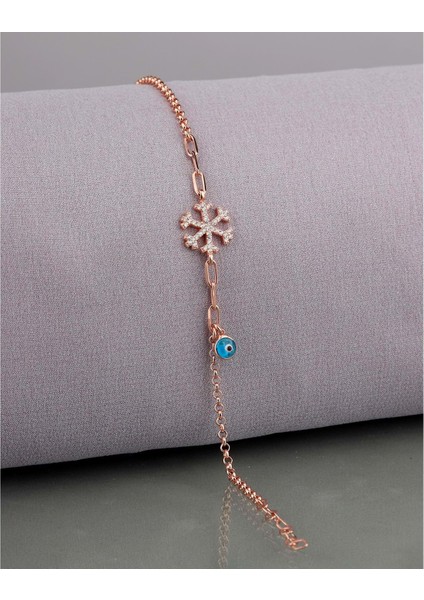 Elagance Tasarım Nazar Sallantılı Gümüş Kar Tanesi Bileklik