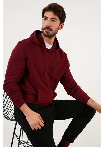 Pamuklu Kapüşonlu Kanguru Cepli Slim Fit Erkek Sweat 5896598