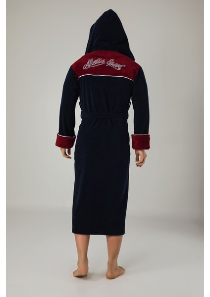 Atletic Sport Nakışlı Bambu Cotton Kapşonlu Erkek Bornozu