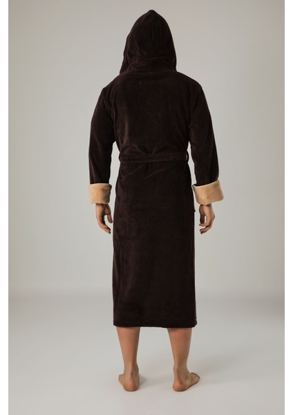 Krem Kapüşonlu Sports Nakışlı Bambupamuklu Erkek Bornozu fiyatları