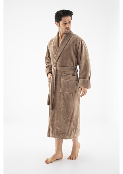 Devetüyü Biyeli Bambu Cotton Erkek Bornozu