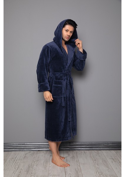Taş Biyeli Uzun Kapüşonlu Bambu Pamuklu Erkek Bornozu fiyatları