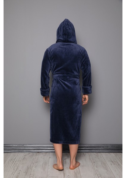 Taş Biyeli Uzun Kapüşonlu Bambu Pamuklu Erkek Bornozu fırsatları