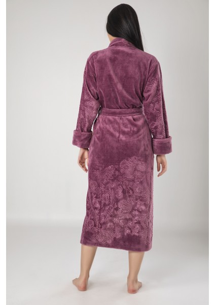 Krem Eteği Kolu Jakarlı Bambo Cotton Bayan Bornozu fiyatları