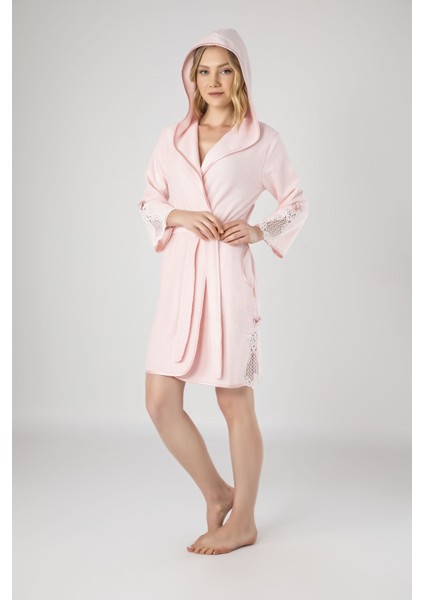 Krem Dantelli Bambu Cotton Bayan Sabahlık