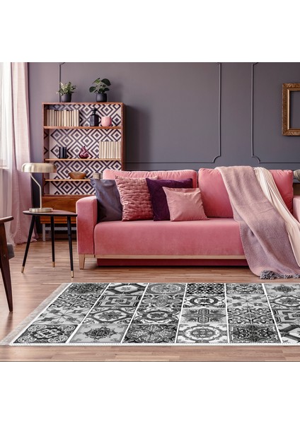 Eko Trend Djt Halı Yıkanabilir Kaymaz Taban Mu144 Patchwork Gri