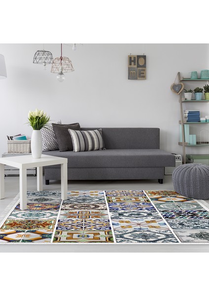 Eko Trend Djt Halı Yıkanabilir Kaymaz Taban Mu144 Patchwork Renkli