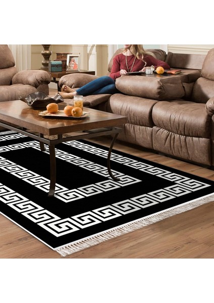 Eko Trend Djt Halı Yıkanabilir Kaymaz Taban 650m Modern Siyah
