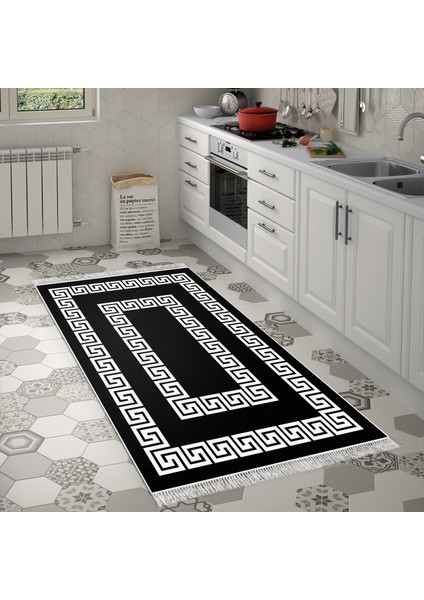 Eko Trend Djt Halı Yıkanabilir Kaymaz Taban 650m Modern Siyah