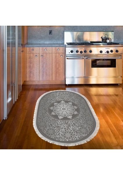Eko Trend Djt Banyo Paspası Yıkanabilir Kaymaz Taban 1448 Oval Osmanlı Gümüş