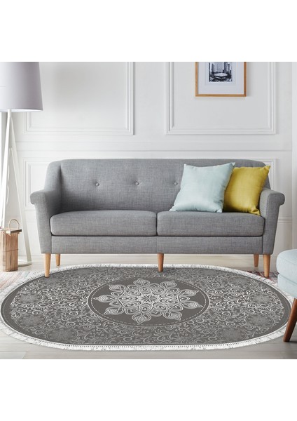 Eko Trend Djt Banyo Paspası Yıkanabilir Kaymaz Taban 1448 Oval Osmanlı Gümüş