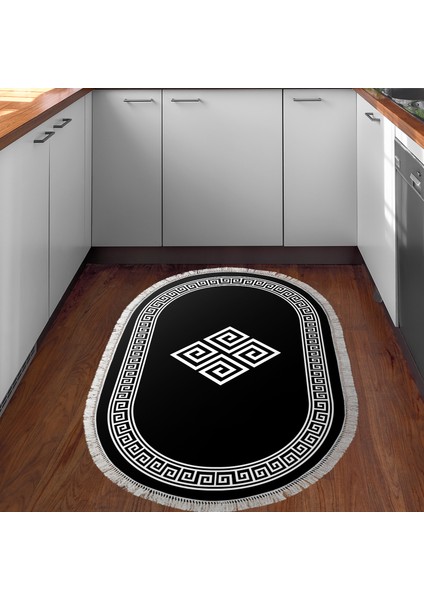 Eko Trend Djt Halı Yıkanabilir Kaymaz Taban 656m Oval Modern Siyah