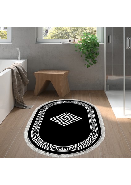 Eko Trend Djt Halı Yıkanabilir Kaymaz Taban 656m Oval Modern Siyah