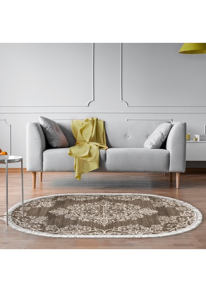 Eko Trend Djt Halı Yıkanabilir Kaymaz Taban 762 Oval Osmanlı Vizon