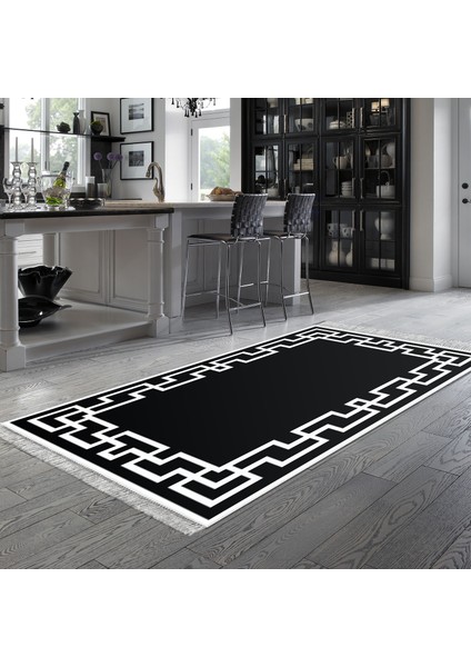 Eko Trend Djt Halı Yıkanabilir Kaymaz Taban F5035 Modern Siyah