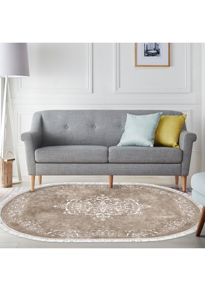 Eko Trend Djt Halı Yıkanabilir Kaymaz Taban 616 Oval Klasik Bej