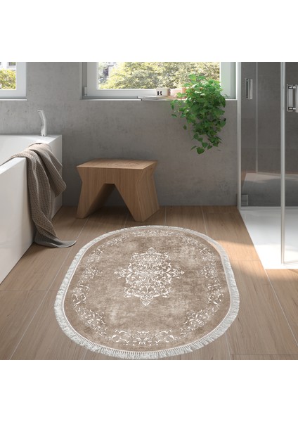 Eko Trend Djt Halı Yıkanabilir Kaymaz Taban 616 Oval Klasik Bej