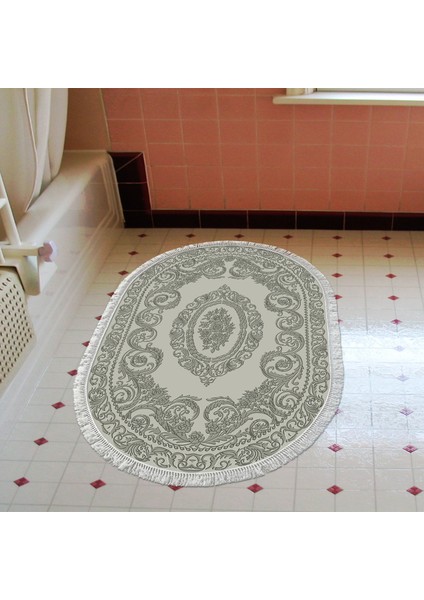 Eko Trend Djt Banyo Paspası Yıkanabilir Kaymaz Taban 747 Oval Klasik Gri