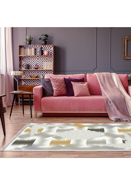 Eko Trend Djt Halı Yıkanabilir Kaymaz Taban S1030 Modern Krem