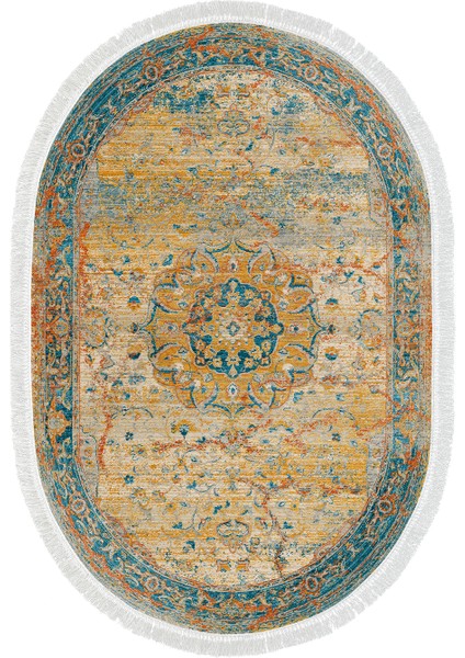 Eko Trend Djt Halı Yıkanabilir Kaymaz Taban P1356 Oval Vintage Turkuaz fiyatları