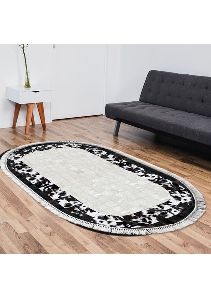 Eko Trend Djt Halı Yıkanabilir Kaymaz Taban 1495 Oval Modern Siyah