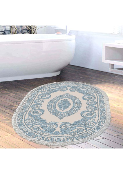 Eko Trend Djt Banyo Paspası Yıkanabilir Kaymaz Taban 747 Oval Klasik Mavi