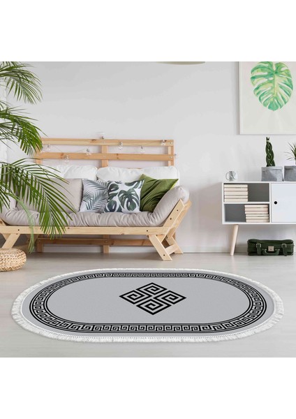 Eko Trend Djt Banyo Paspası Yıkanabilir Kaymaz Taban 656m Oval Modern Gri