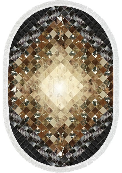 Eko Trend Djt Banyo Paspası Yıkanabilir Kaymaz Taban 759 Oval Patchwork Siyah
