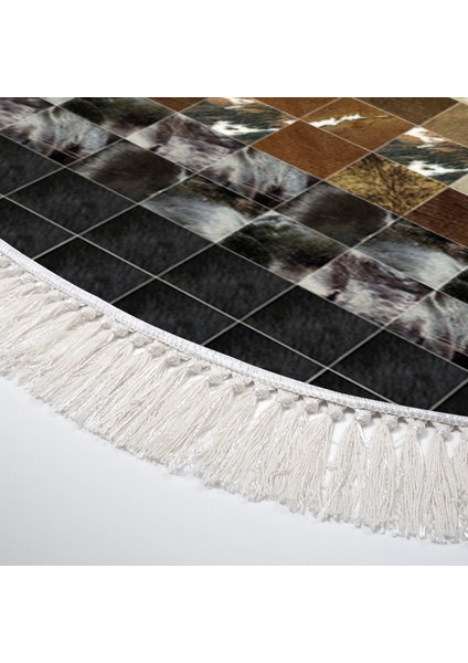 Eko Trend Djt Banyo Paspası Yıkanabilir Kaymaz Taban 759 Oval Patchwork Siyah