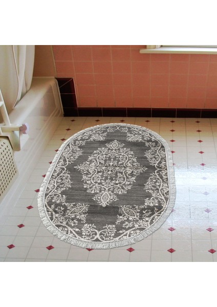 Eko Trend Djt Banyo Paspası Yıkanabilir Kaymaz Taban 762 Oval Osmanlı Gri