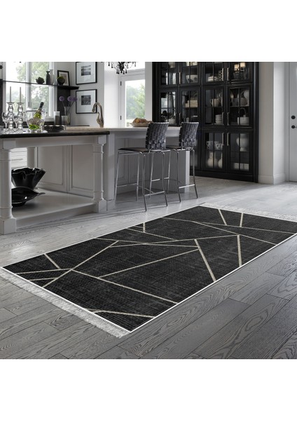Eko Trend Djt Halı Yıkanabilir Kaymaz Taban 717 Modern Siyah
