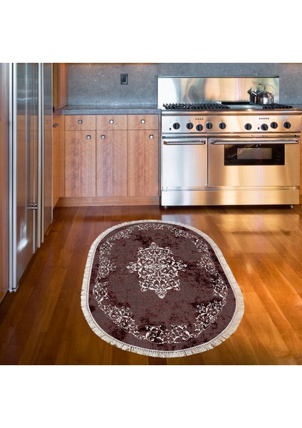 Eko Trend Djt Halı Yıkanabilir Kaymaz Taban 616 Oval Klasik Bordo modelleri