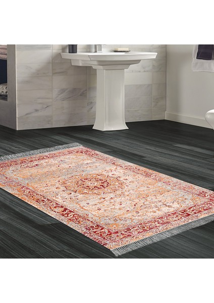 Eko Trend Djt Banyo Paspası Yıkanabilir Kaymaz Taban P1356 Vintage Kırmızı