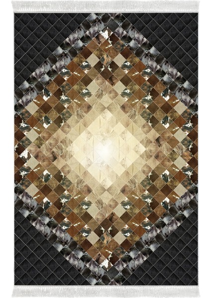 Eko Trend Djt Halı Yıkanabilir Kaymaz Taban 759 Patchwork Siyah