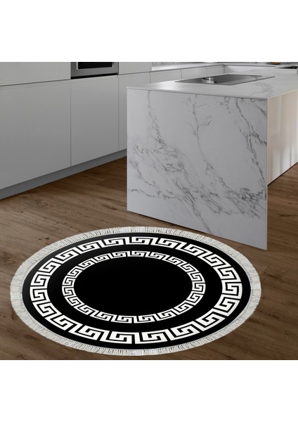 Eko Trend Djt Banyo Paspası Yıkanabilir Kaymaz Taban 650m Yuvarlak Modern Siyah modelleri