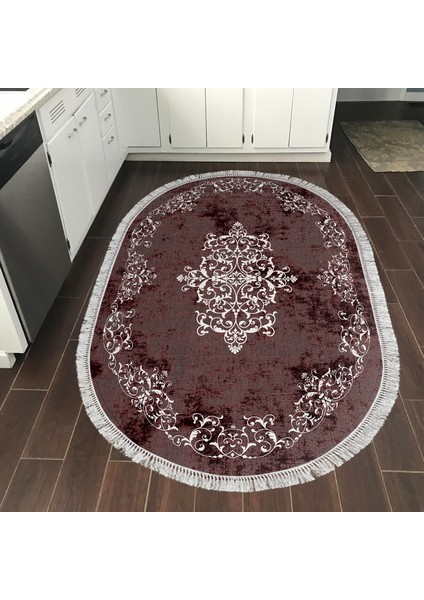 Eko Trend Djt Banyo Paspası Yıkanabilir Kaymaz Taban 616 Oval Klasik Bordo modelleri