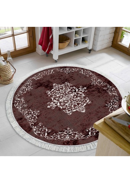 Eko Trend Djt Banyo Paspası Yıkanabilir Kaymaz Taban 616 Yuvarlak Klasik Bordo modelleri