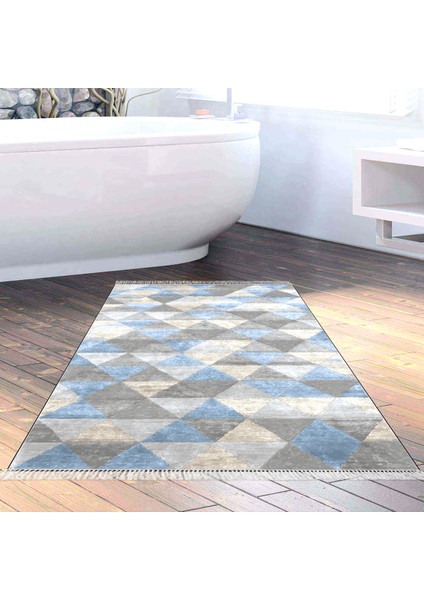 Eko Trend Djt Banyo Paspası Yıkanabilir Kaymaz Taban 661 Iskandinav Mavi