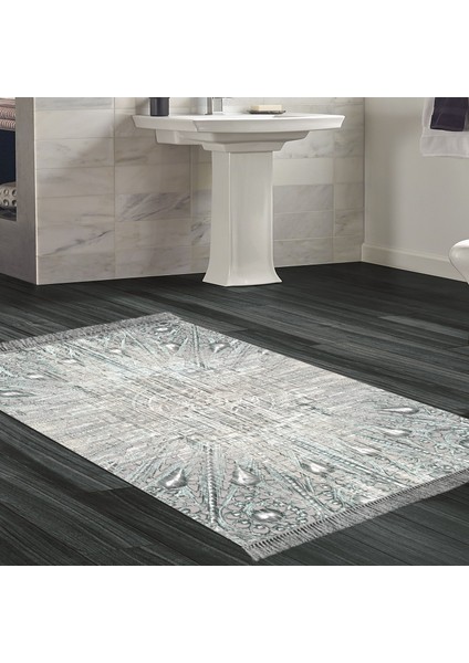 Eko Trend Djt Banyo Paspası Yıkanabilir Kaymaz Taban 743 Modern Mavi